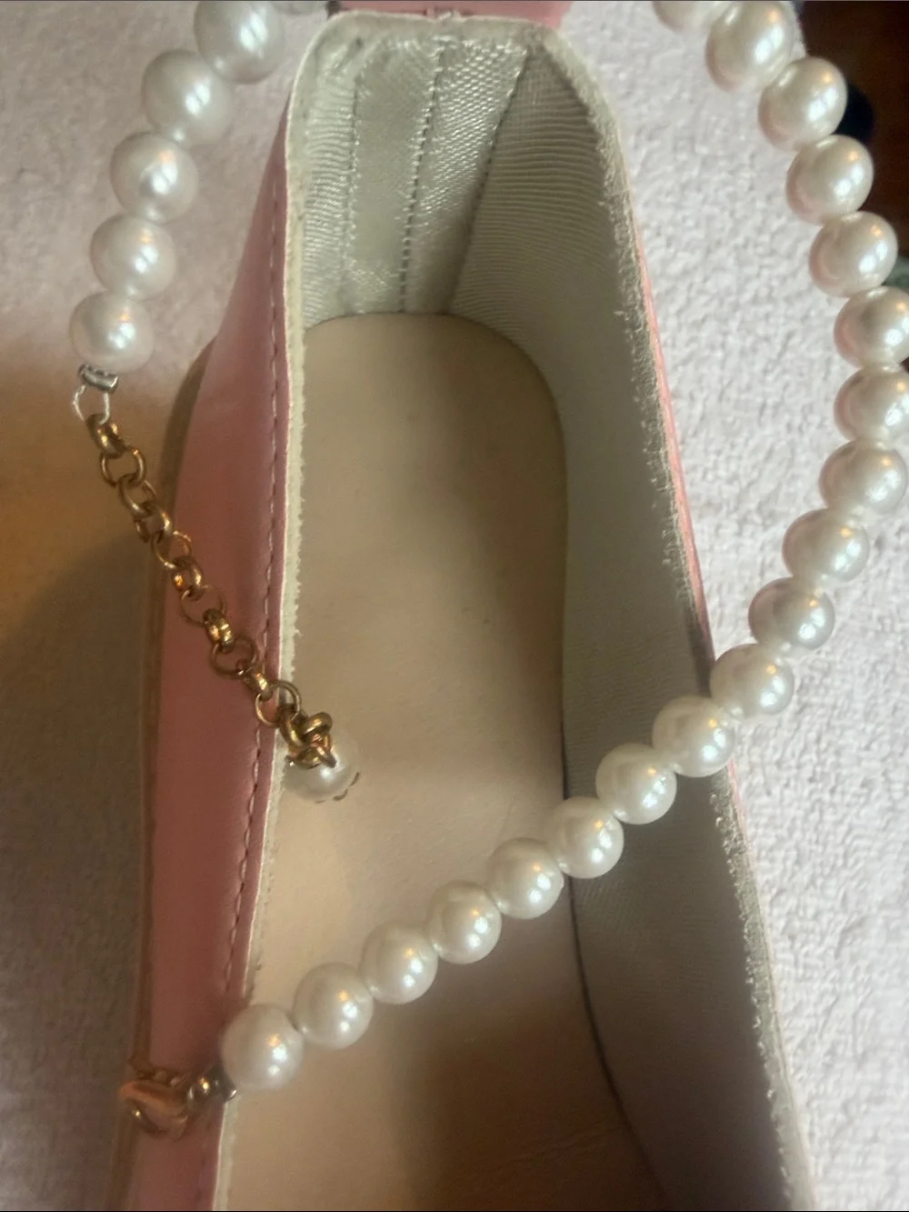 Pink Coquette Bow Platform Mary Jane Shoes Pearl Strap EU 37 US 6.5–7